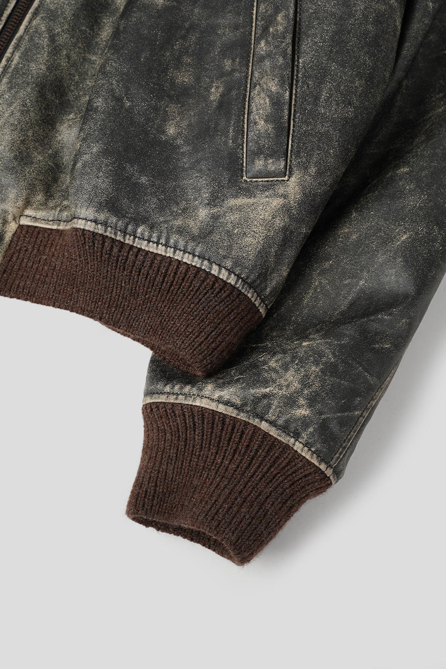 BLOUSON BOMBER EN CUIR NOIR - Image 4