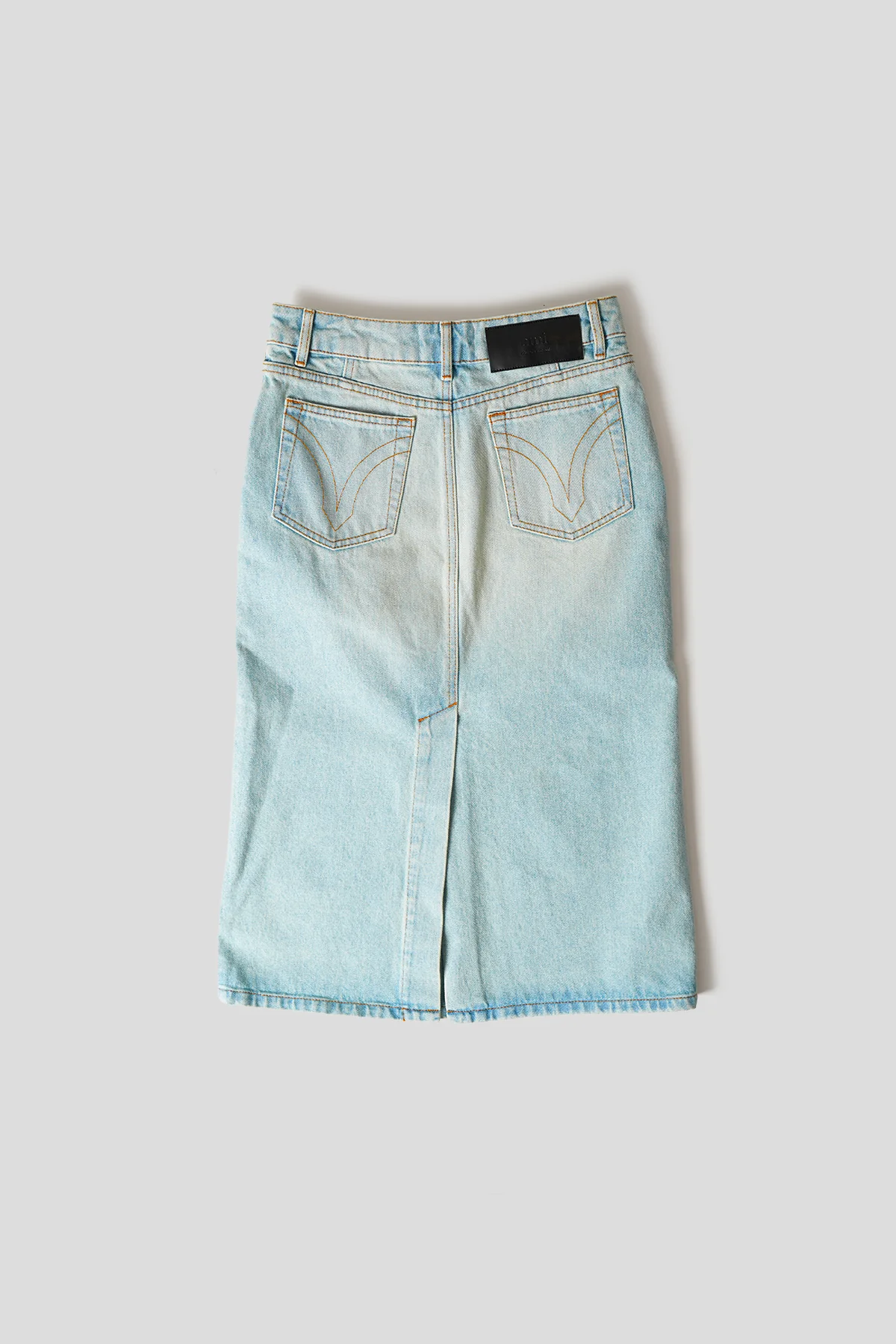 JUPE CRAYON EN DENIM BLEU DÉLAVÉ - Image 3