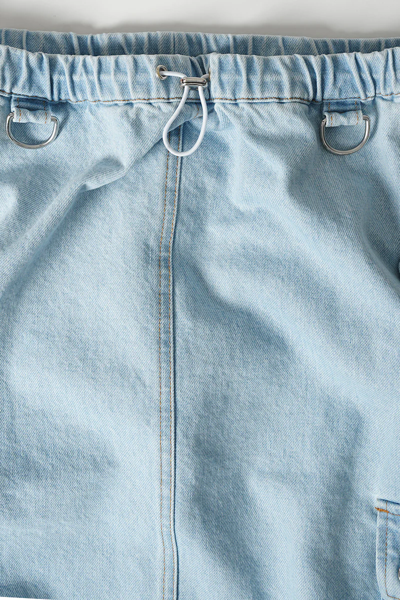 JUPE LONGUE CARGO EN DENIM BLEU - Image 4