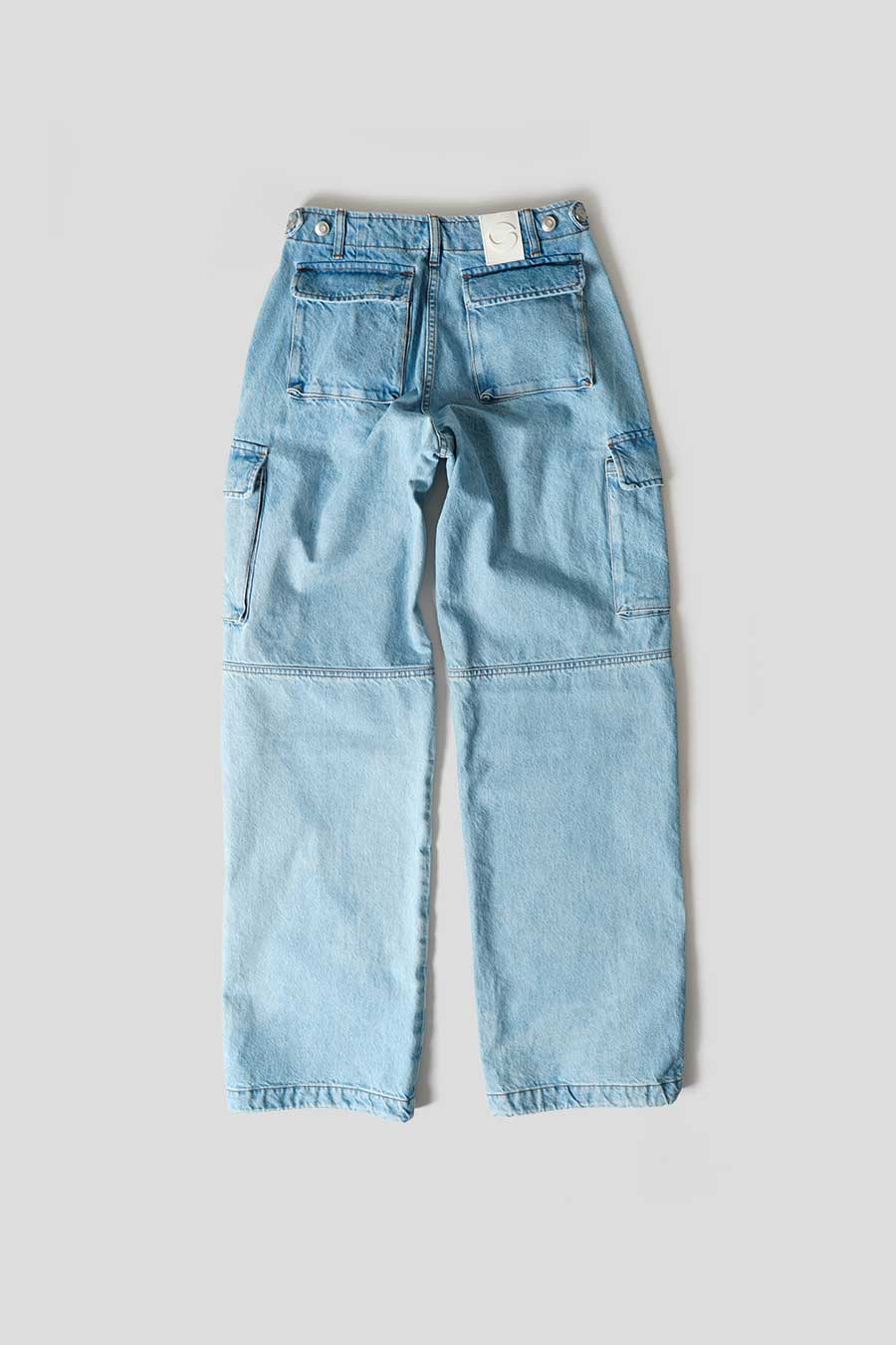 PANTALON CARGO EN DENIM BLEU - Image 4
