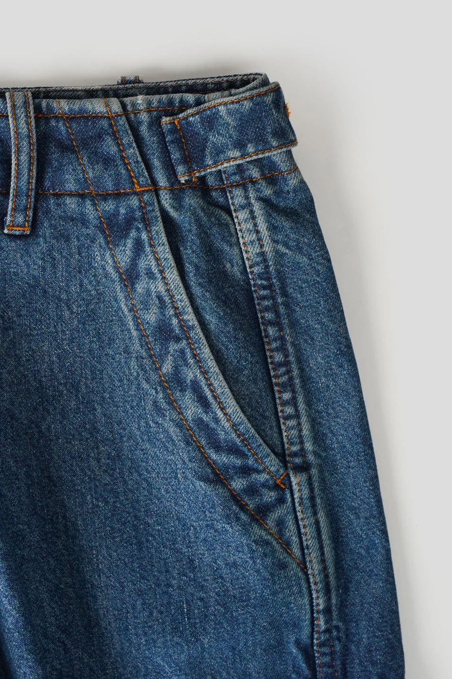 PANTALON DENIM WIDE LEG CARGO BLEU - Image 4