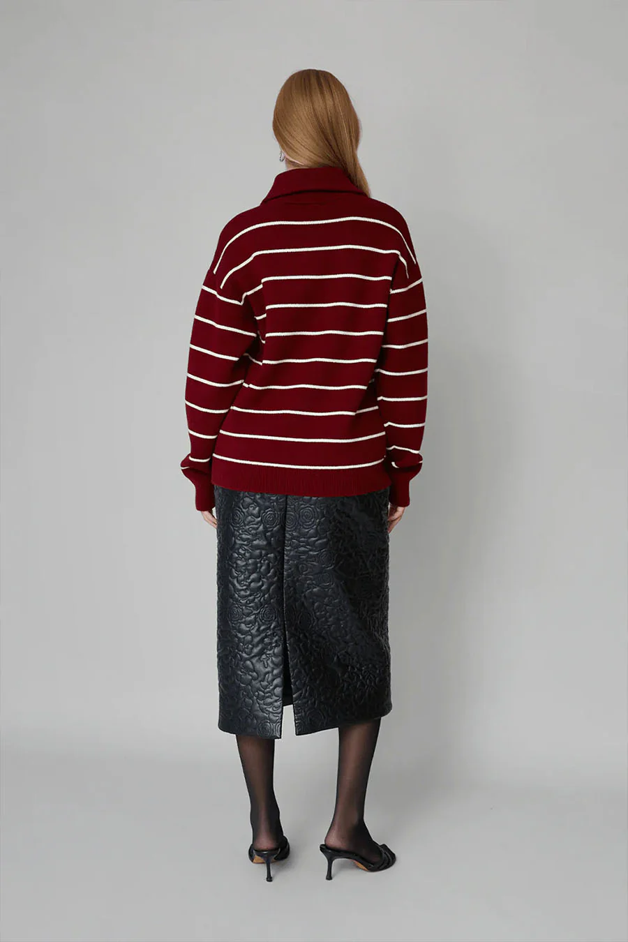 PULL ZIPPÉ KENNEDY ROUGE FONCÉ - Image 4