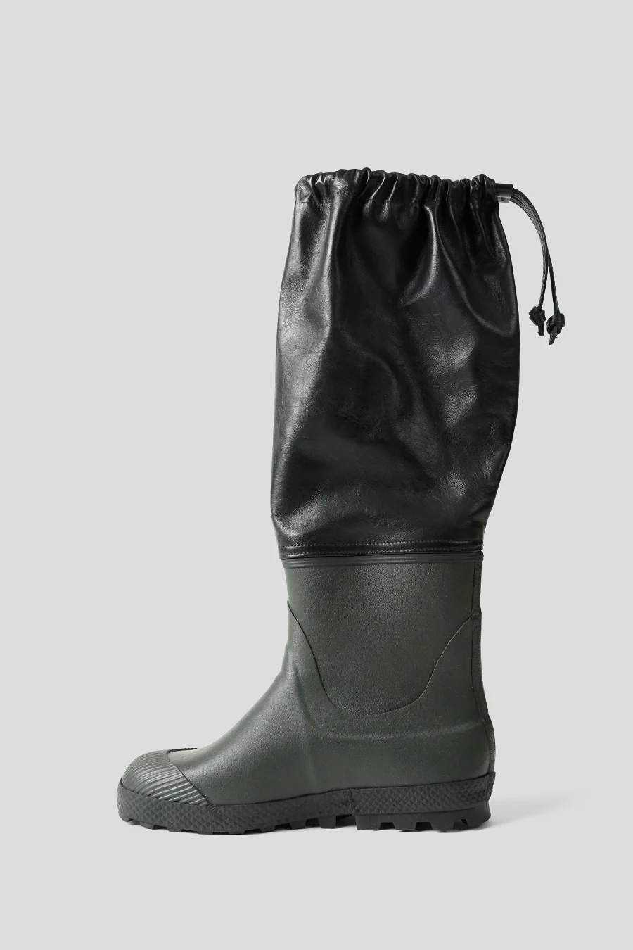 BOTTES DE PLUIES FARMER EN CUIR VERT FORET ET NOIRE - Image 3